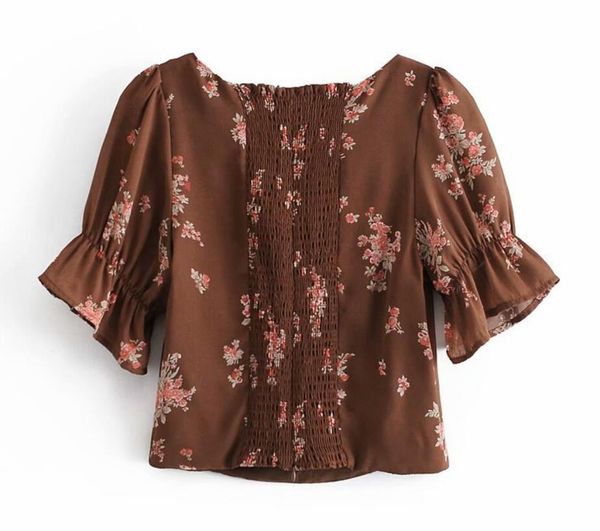 2021 vintage france back elastic ruched coffee floral print shirt bow crop women chiffon short puff sleeve blouse, White
2021 vintage france back elastic ruched coffee floral print shirt bow crop women chiffon short puff sleeve blouse, White