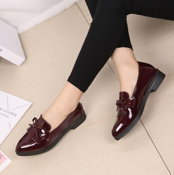 dress shoes spring flats women bowtie loafers patent leather elegant low heels slip on footwear female oxford, Black
dress shoes spring flats women bowtie loafers patent leather elegant low heels slip on footwear female oxford, Black