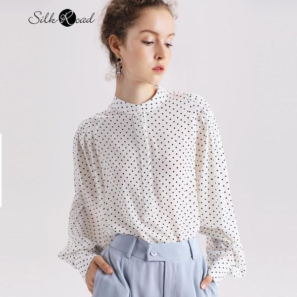 women's blouses & shirts silviye dot prints xiao deng long xiu temperament stand collar silk blouse long-sleeved shirt western style, White
women's blouses & shirts silviye dot prints xiao deng long xiu temperament stand collar silk blouse long-sleeved shirt western style, White