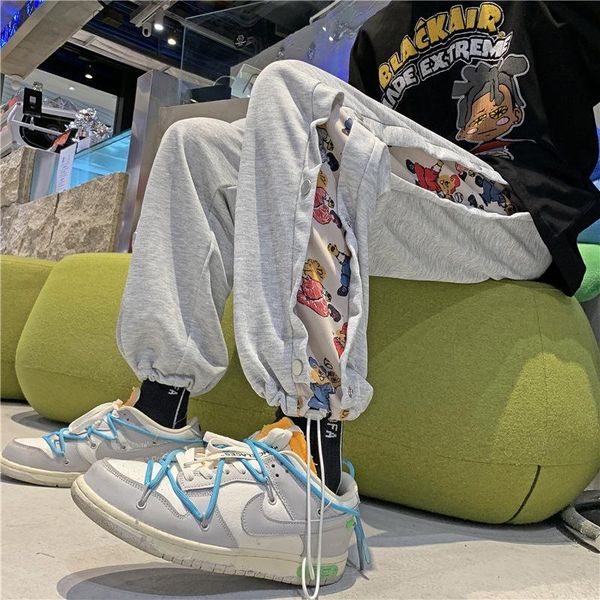 men's pants japanese cartoon splicing breasted trousers trendy brand high street trend loose personality drawstring leg sweatpants, Black
men's pants japanese cartoon splicing breasted trousers trendy brand high street trend loose personality drawstring leg sweatpants, Black