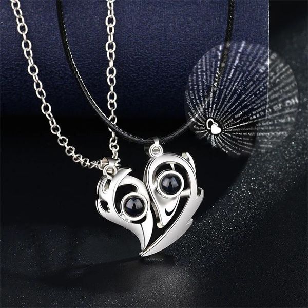 pendant necklaces 2pcs/set couple 100 languages i love you lovers heart magnetic necklace for women valentine's day jewelry gift, Silver
pendant necklaces 2pcs/set couple 100 languages i love you lovers heart magnetic necklace for women valentine's day jewelry gift, Silver