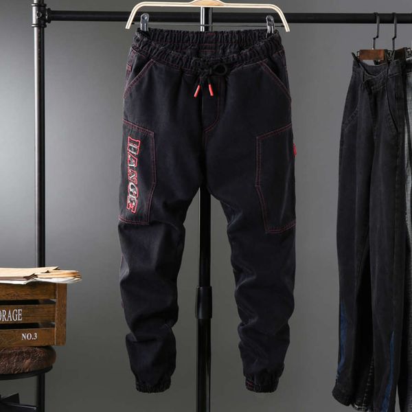 autumn and winter black elastic waist lace up jeans men's loose legged casual harlan pants fashion brand youth, Blue
autumn and winter black elastic waist lace up jeans men's loose legged casual harlan pants fashion brand youth, Blue