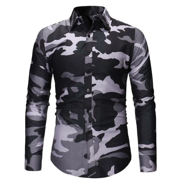 men's casual shirts 2021 spring camouflage long-sleeved men shirt slim lapel gray green blue male fashion printed tight-fitting, White;black
men's casual shirts 2021 spring camouflage long-sleeved men shirt slim lapel gray green blue male fashion printed tight-fitting, White;black