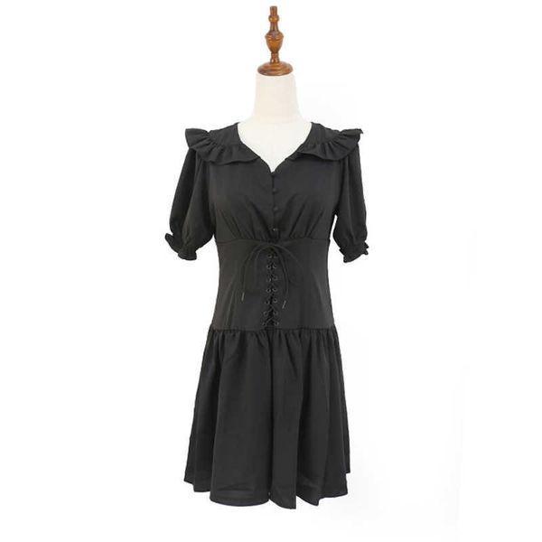 perhaps u v neck short sleeve puff sleeve mini dress summer women black white solid puff sleeve a-line ruffle button d1986 210529, Black;gray
perhaps u v neck short sleeve puff sleeve mini dress summer women black white solid puff sleeve a-line ruffle button d1986 210529, Black;gray