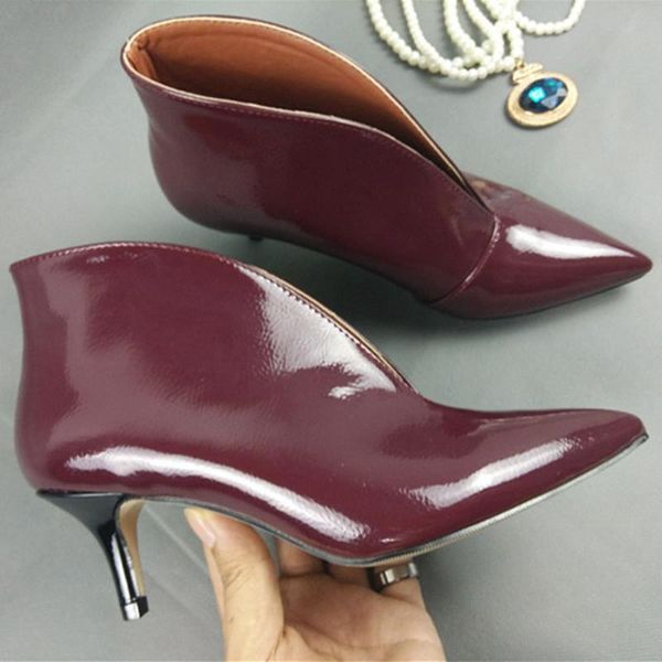 dress shoes pointed toe v mouth stilettos single small big size thin high heel women snake patent leather pumps, Black
dress shoes pointed toe v mouth stilettos single small big size thin high heel women snake patent leather pumps, Black