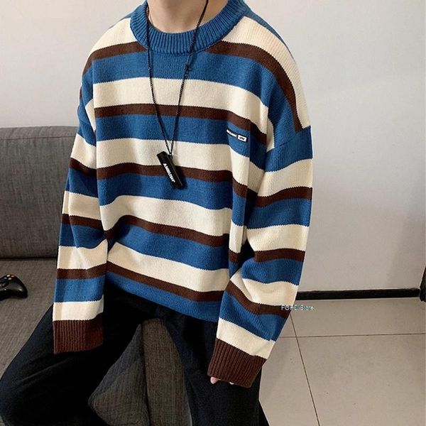 men's sweaters striped design fashion pullovers men all-match chic loose japanese style streetwear handsome teens male, White;black
men's sweaters striped design fashion pullovers men all-match chic loose japanese style streetwear handsome teens male, White;black