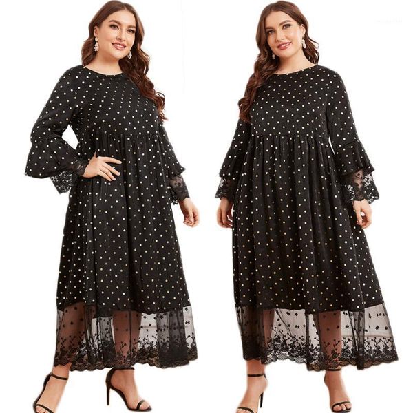 fashion lace patchwork long dress vintage polka dot muslim women spring autumn islamic flare sleeve arab abaya plus size ethnic clothing, Red
fashion lace patchwork long dress vintage polka dot muslim women spring autumn islamic flare sleeve arab abaya plus size ethnic clothing, Red