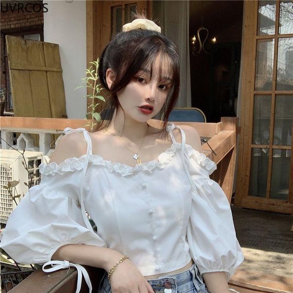 women's blouses & shirts women sweet korean style ruffle blouse elegant designer cotton v neck shirt white lolita sling off shoulder f
women's blouses & shirts women sweet korean style ruffle blouse elegant designer cotton v neck shirt white lolita sling off shoulder f