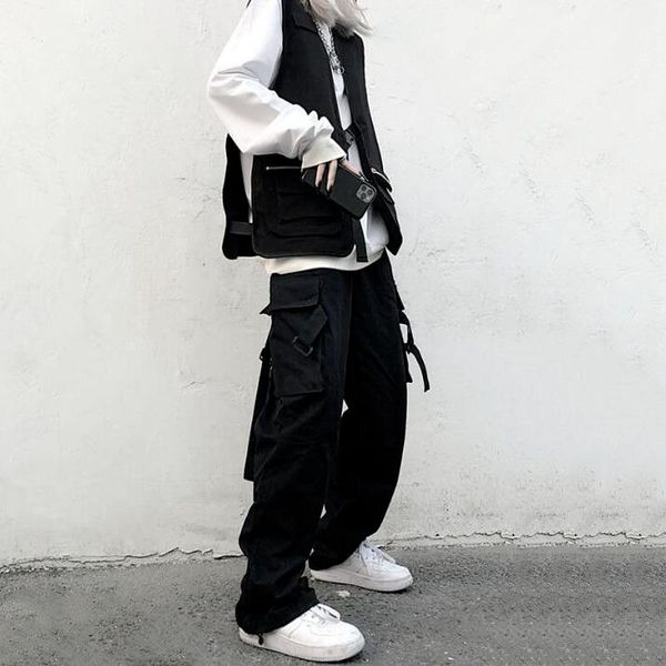 women's pants & capris qweek streetwear cargo women harajuku korean fashion oversize black gothic emo techwear pockets loose trousers f, Black;white
women's pants & capris qweek streetwear cargo women harajuku korean fashion oversize black gothic emo techwear pockets loose trousers f, Black;white