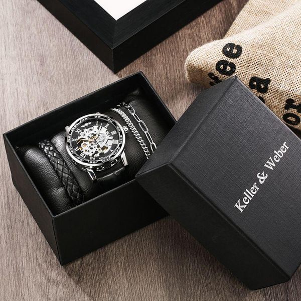 wristwatches keller & weber noble men's watch with diamond silver case black face white movement manual mechanical woven bracelet, Slivery;brown
wristwatches keller & weber noble men's watch with diamond silver case black face white movement manual mechanical woven bracelet, Slivery;brown