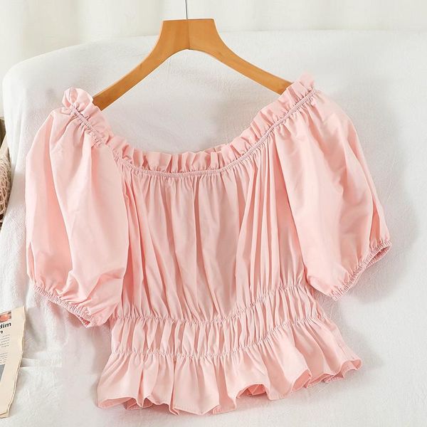 women's tanks & camis fmfssom women sleeve elastic short slim shirts french ladies slash neck blouse chic femininas ruffles crop, White
women's tanks & camis fmfssom women sleeve elastic short slim shirts french ladies slash neck blouse chic femininas ruffles crop, White