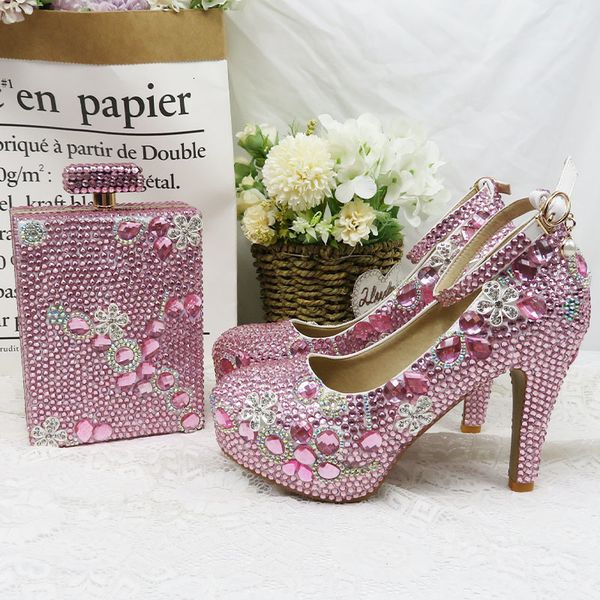 women wedding bridal pink crystal party matching bags fashion high heels shoes woman toe pumps bak5, Black
women wedding bridal pink crystal party matching bags fashion high heels shoes woman toe pumps bak5, Black