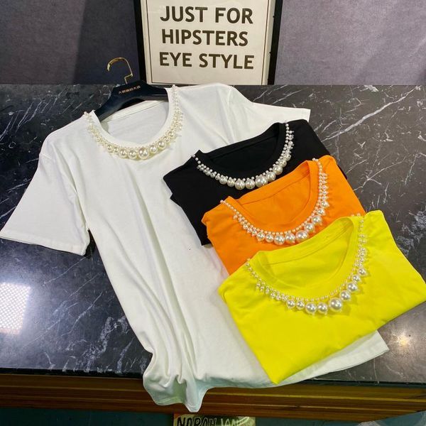 the t shirt of women 2020 summer new great pearl chain decorative design crooked color decorative neck-sleeved t-shirt of women t-shirt gstc, White
the t shirt of women 2020 summer new great pearl chain decorative design crooked color decorative neck-sleeved t-shirt of women t-shirt gstc, White