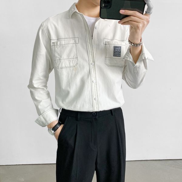 primavera new preto/branco novo manga longa masculina camisas finas frente bolsos decorao solta chemise streetwear ve yi4k, Black;brown
primavera new preto/branco novo manga longa masculina camisas finas frente bolsos decorao solta chemise streetwear ve yi4k, Black;brown