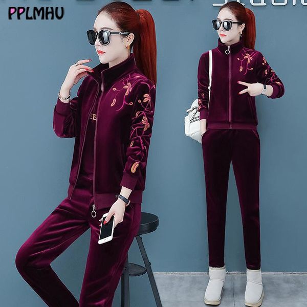 women's two piece pants winter thicken velvet embroidery 3 sets tracksuit women plus size casual warm sweatsuit zipper jacket + suit, White
women's two piece pants winter thicken velvet embroidery 3 sets tracksuit women plus size casual warm sweatsuit zipper jacket + suit, White