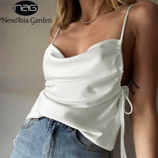 white satin cami spaghetti strap cowl neck ruched lace up solid color peplum women club party summer crop s
white satin cami spaghetti strap cowl neck ruched lace up solid color peplum women club party summer crop s