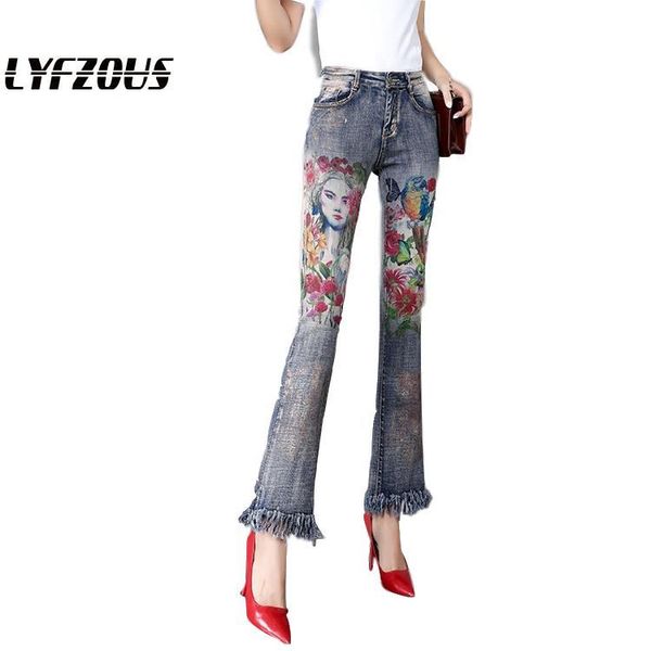 women's jeans women painted bronzing trousers fashion printing flare ladies high wasit slim plus size wide leg, Blue
women's jeans women painted bronzing trousers fashion printing flare ladies high wasit slim plus size wide leg, Blue