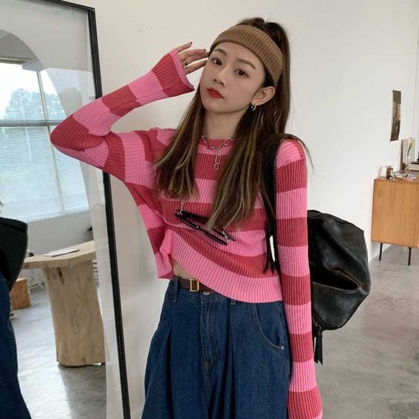 jumpers casual vintage pullovers pink striped knitted sweater clothing women long sleeve o neck slim all-match pull shirts 210610, White
jumpers casual vintage pullovers pink striped knitted sweater clothing women long sleeve o neck slim all-match pull shirts 210610, White