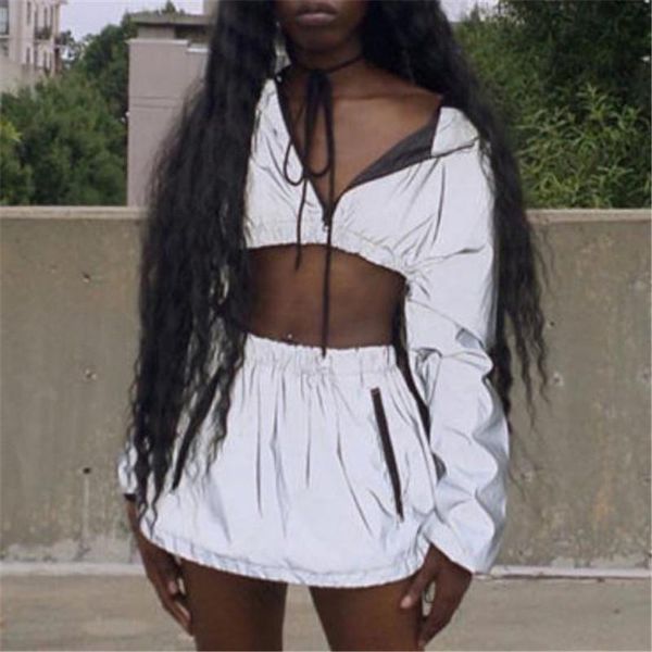 women's t-shirt women sports mini skirt reflective zipper hooded lonng sleeves short elastic high waist underskirt female tracksuit, White
women's t-shirt women sports mini skirt reflective zipper hooded lonng sleeves short elastic high waist underskirt female tracksuit, White