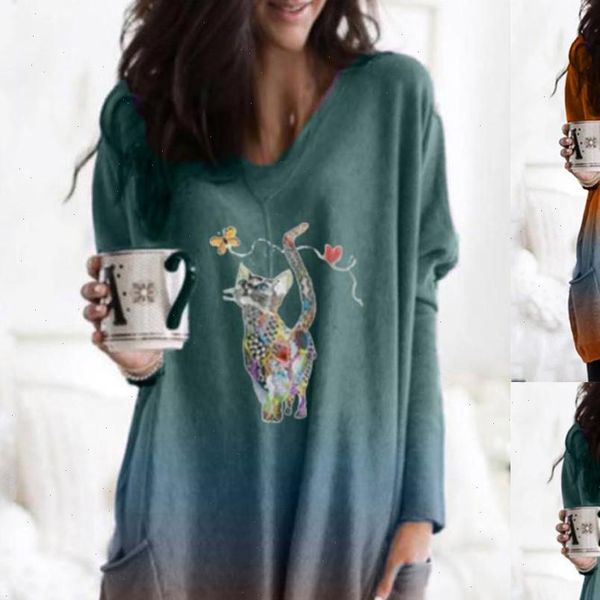 h40 cute cat pritn blouse women fashion gradient print v neck women autumn tie dye long sleeve long shirts pocket, White
h40 cute cat pritn blouse women fashion gradient print v neck women autumn tie dye long sleeve long shirts pocket, White