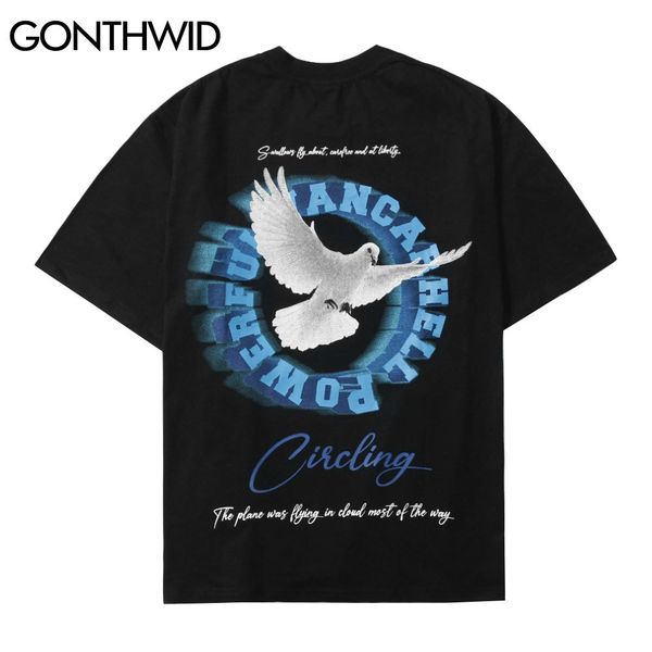 gonthwid hip hop t-shirts 3d peace dove pigeon short sleeve tshirts harajuku fashion casual cotton tees men summer loose c0315, White;black 
gonthwid hip hop t-shirts 3d peace dove pigeon short sleeve tshirts harajuku fashion casual cotton tees men summer loose c0315, White;black
