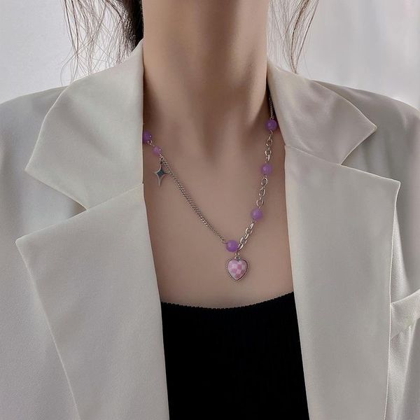 chains lattice heart necklaces man amethyst necklace woman fashion splicing charms clavicle chain silver color naszyjnik
chains lattice heart necklaces man amethyst necklace woman fashion splicing charms clavicle chain silver color naszyjnik