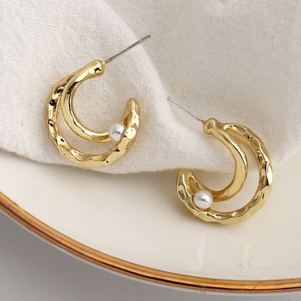 ez3352 fashion accessories minimalist style c-shaped metal design geometric pearl earrings, Silver
ez3352 fashion accessories minimalist style c-shaped metal design geometric pearl earrings, Silver