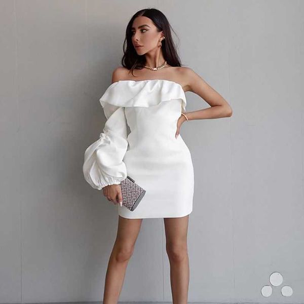 summer women one shoulder mini dress strapless long sleeve ruffles fashion club celebrity evening party dresses 210625, Black;gray
summer women one shoulder mini dress strapless long sleeve ruffles fashion club celebrity evening party dresses 210625, Black;gray