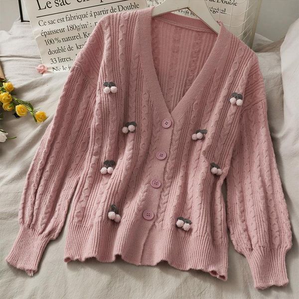 women's knits & tees 2021 women cardigans cherry embroidery cashmere casual sweater jacket sweet girl knit single breasted loose chic t, White
women's knits & tees 2021 women cardigans cherry embroidery cashmere casual sweater jacket sweet girl knit single breasted loose chic t, White