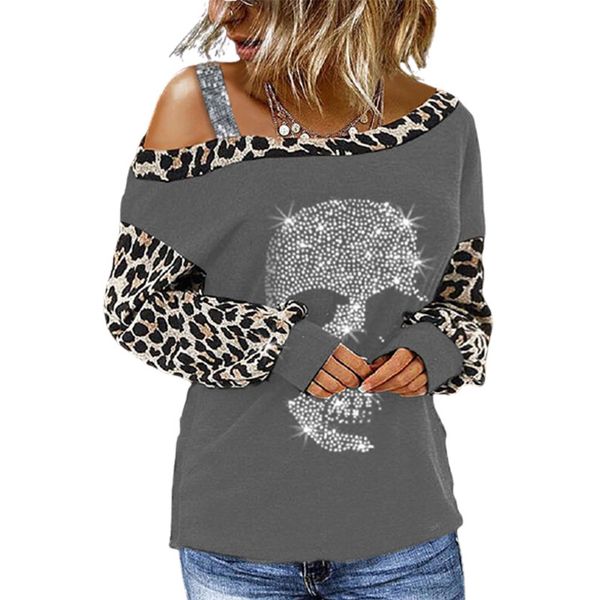 autumn/winter halloween new t-shirt women's leopard pattern stitching strapless diamond long sleeve, White
autumn/winter halloween new t-shirt women's leopard pattern stitching strapless diamond long sleeve, White