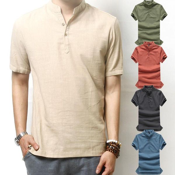 men's casual shirts summer cotton linen short-sleeved shirt male chinese style loose large size stand collar camisas para hombre, White;black
men's casual shirts summer cotton linen short-sleeved shirt male chinese style loose large size stand collar camisas para hombre, White;black
