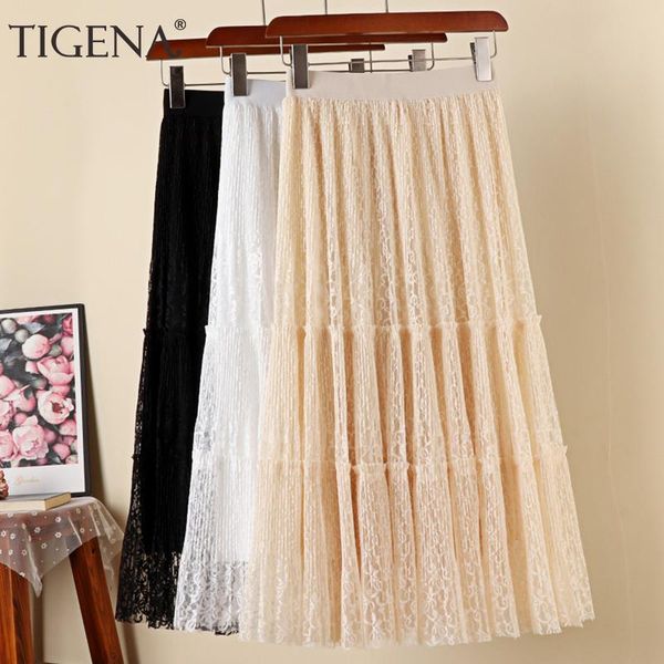 skirts tigena hollow out midi long lace skirt women fashion 2021 spring summer ladies korean elegant high waist pleated female, Black
skirts tigena hollow out midi long lace skirt women fashion 2021 spring summer ladies korean elegant high waist pleated female, Black
