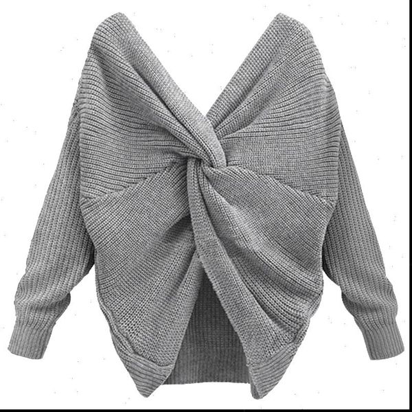 women v neck back twisted sweater female autumn winter long sleeve knitted sweaters pullovers pull femme, White;black
women v neck back twisted sweater female autumn winter long sleeve knitted sweaters pullovers pull femme, White;black