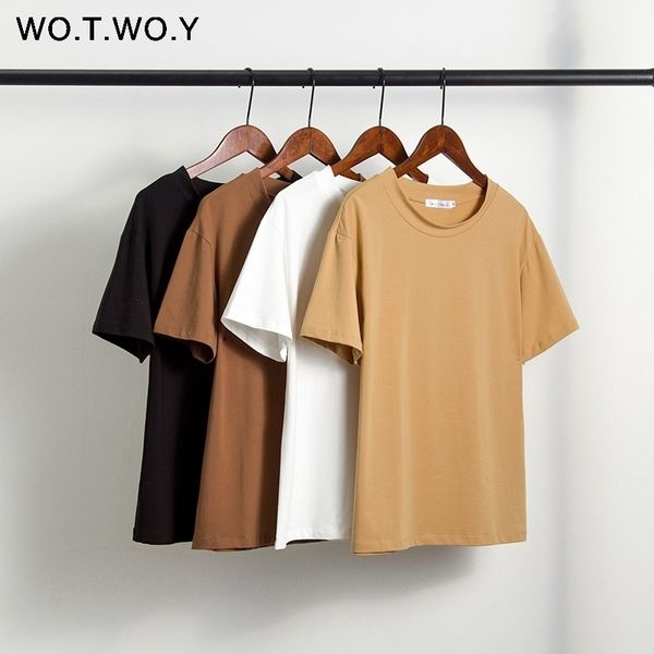 wotwoy solid casual basic t-shirt women summer short sleeve knitted cotton tee shirt women black white korean femme new 210309
wotwoy solid casual basic t-shirt women summer short sleeve knitted cotton tee shirt women black white korean femme new 210309