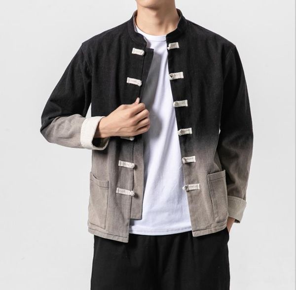fashionable men's gradient retro cotton jacket men's chinese button pocket stand collar jacket men's loose casual clothes, Black;brown
fashionable men's gradient retro cotton jacket men's chinese button pocket stand collar jacket men's loose casual clothes, Black;brown