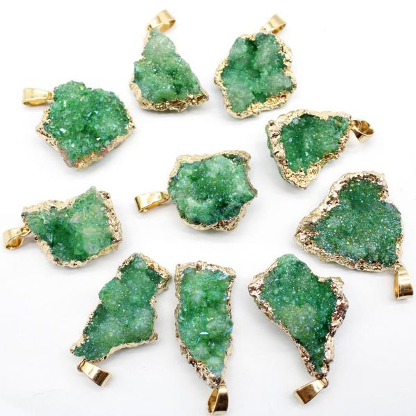 charms 6pcs natural stone green raw mineral crystal quartz geode druzy pendant for diy jewelry making necklace earrings chakra pendulum, Bronze;silver
charms 6pcs natural stone green raw mineral crystal quartz geode druzy pendant for diy jewelry making necklace earrings chakra pendulum, Bronze;silver