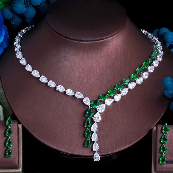 cwwzircons luxury green cubic zirconia water drop necklace earrings jewelry sets for brides party wedding dress accessories t544 h1022, Silver
cwwzircons luxury green cubic zirconia water drop necklace earrings jewelry sets for brides party wedding dress accessories t544 h1022, Silver