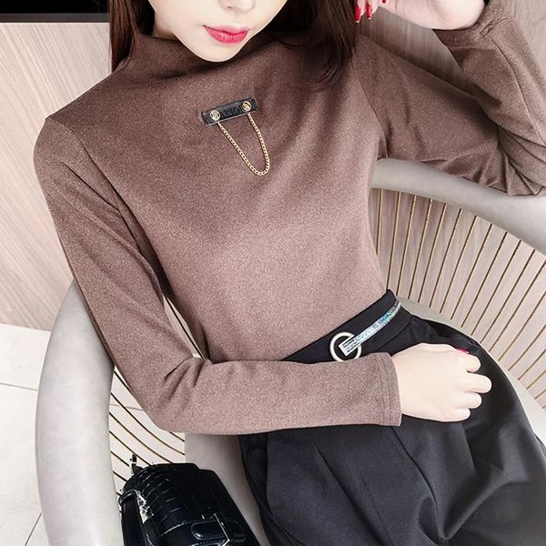 women's sweaters lucyever 2021 fashion chain turtleneck pullover womens winter warm plush bottoming pullovers korean style slim fit sol, White;black
women's sweaters lucyever 2021 fashion chain turtleneck pullover womens winter warm plush bottoming pullovers korean style slim fit sol, White;black