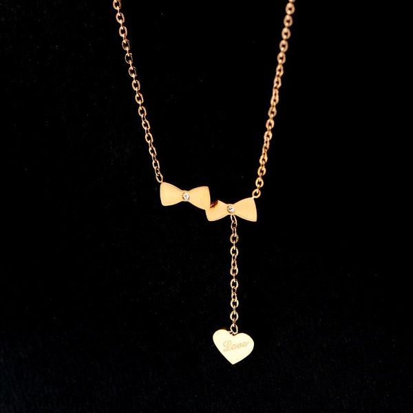pendant necklaces martick lovely double bowknots with heart necklace for woman birthday gift rose gold color europe brand p156, Silver
pendant necklaces martick lovely double bowknots with heart necklace for woman birthday gift rose gold color europe brand p156, Silver