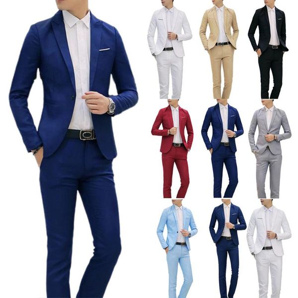 men's suits & blazers men business set fit blazer suit wedding party coat pants two piece formal smart work suite, White;black
men's suits & blazers men business set fit blazer suit wedding party coat pants two piece formal smart work suite, White;black