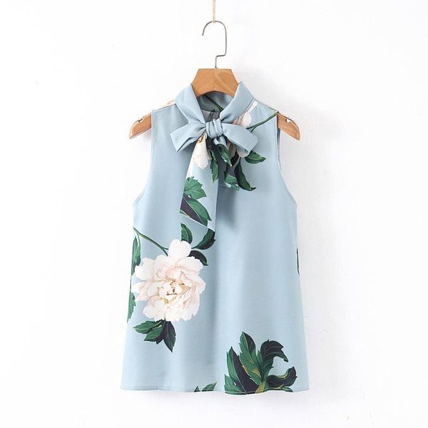women's blouses & shirts chinese style flower printing women summer blouse sleeveless with bow tie collar female shirt top, White
women's blouses & shirts chinese style flower printing women summer blouse sleeveless with bow tie collar female shirt top, White