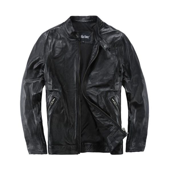 men's leather & faux vintage slim men american casual style jacket plus size 5xl genuine cowhide autumn coat, Black
men's leather & faux vintage slim men american casual style jacket plus size 5xl genuine cowhide autumn coat, Black