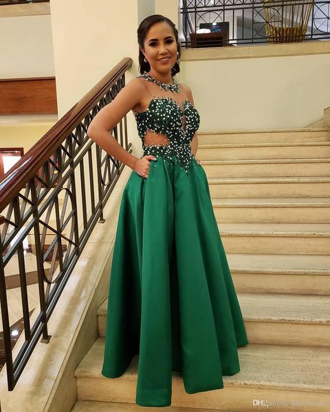 new elegant 2021 sheer neck long evening es green formal beading crystal satin party prom gowns vestidos de noiva rrau, Black;red
new elegant 2021 sheer neck long evening es green formal beading crystal satin party prom gowns vestidos de noiva rrau, Black;red