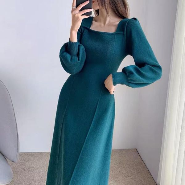 casual dresses square neck knitted dress women's autumn and winter style retro inner long-sleeved bottoming temperament long skirt, Black;gray
casual dresses square neck knitted dress women's autumn and winter style retro inner long-sleeved bottoming temperament long skirt, Black;gray