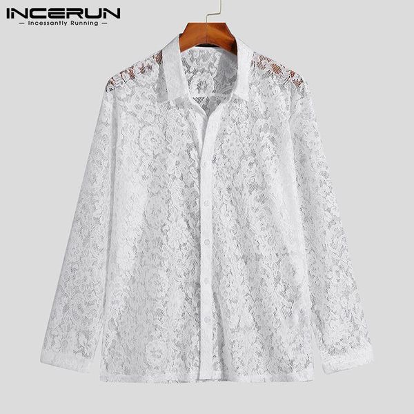 men's casual shirts incerun men lace shirt lapel long sleeve button printed streetwear transparent mesh camisas 2021 party nightclub to, White;black
men's casual shirts incerun men lace shirt lapel long sleeve button printed streetwear transparent mesh camisas 2021 party nightclub to, White;black