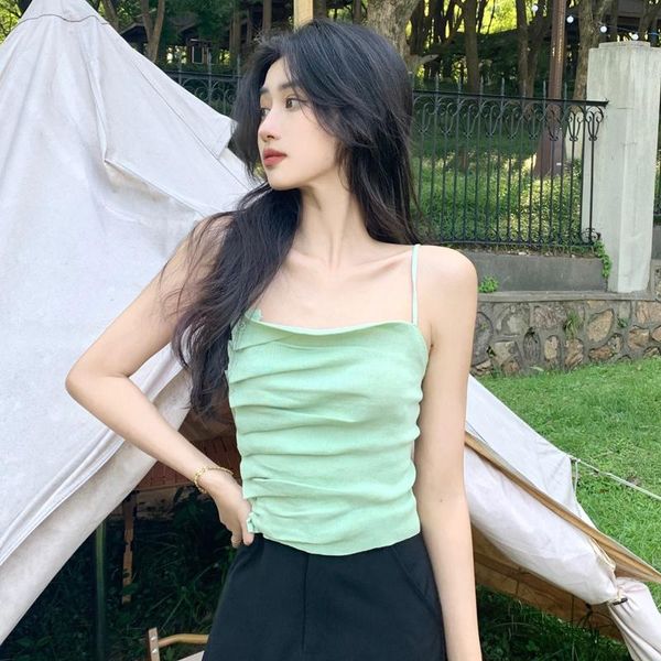 women's tanks & camis limiguyue summer korean style green camisoles women white vest slim knitted sleeveless pleated crop k2265
women's tanks & camis limiguyue summer korean style green camisoles women white vest slim knitted sleeveless pleated crop k2265