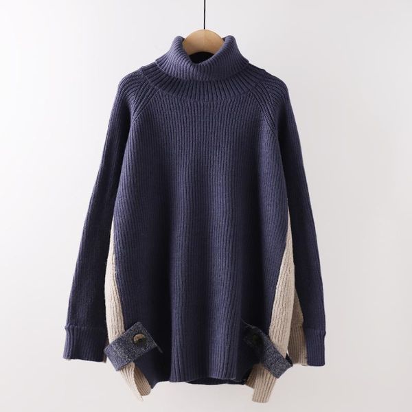 lazy style turtleneck women sweater pullovers loose patchwork long-sleeved thicken warm female pulls outwear coats, White;black
lazy style turtleneck women sweater pullovers loose patchwork long-sleeved thicken warm female pulls outwear coats, White;black