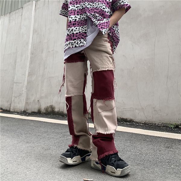 2021 new high street color block fringe denim men straight tassel spliced oversize ripped losse casual jean broek 3rcn, Blue
2021 new high street color block fringe denim men straight tassel spliced oversize ripped losse casual jean broek 3rcn, Blue