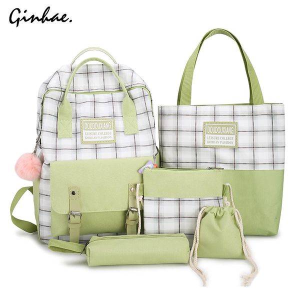 backpack big plaid preppy style canvas shoulder bag for women patchwork 5pcs school girls travel large capacity bagpack
backpack big plaid preppy style canvas shoulder bag for women patchwork 5pcs school girls travel large capacity bagpack