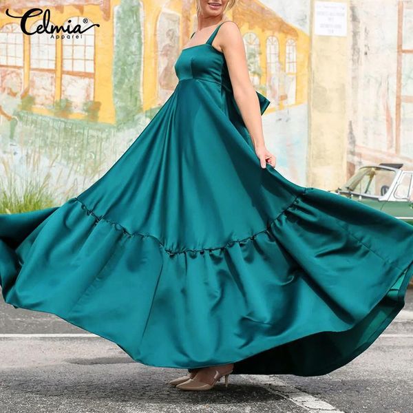 casual dresses celmia women maxi dress summer satin silk strap ruffled long sundress sleeveless bow bandage holiday vestidos, Black;gray
casual dresses celmia women maxi dress summer satin silk strap ruffled long sundress sleeveless bow bandage holiday vestidos, Black;gray